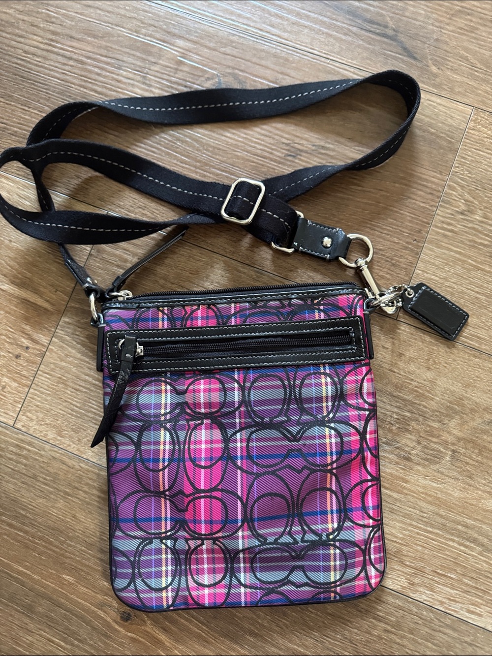 Coach y2k Pink and Purple Plaid Crossbody Bag